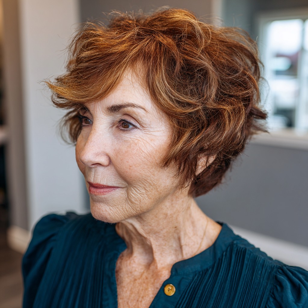 Textured Copper Shaggy Pixie Cut