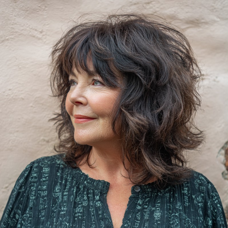 Textured Medium-Short Shag with Effortless Volume