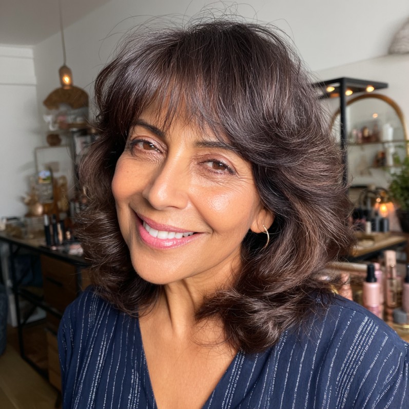 Textured Shag Cut with Soft Face-Framing Bangs