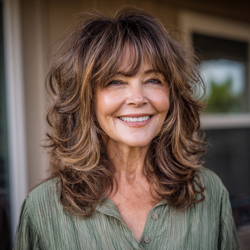 Textured Shag Cut with Soft Volume and Bangs