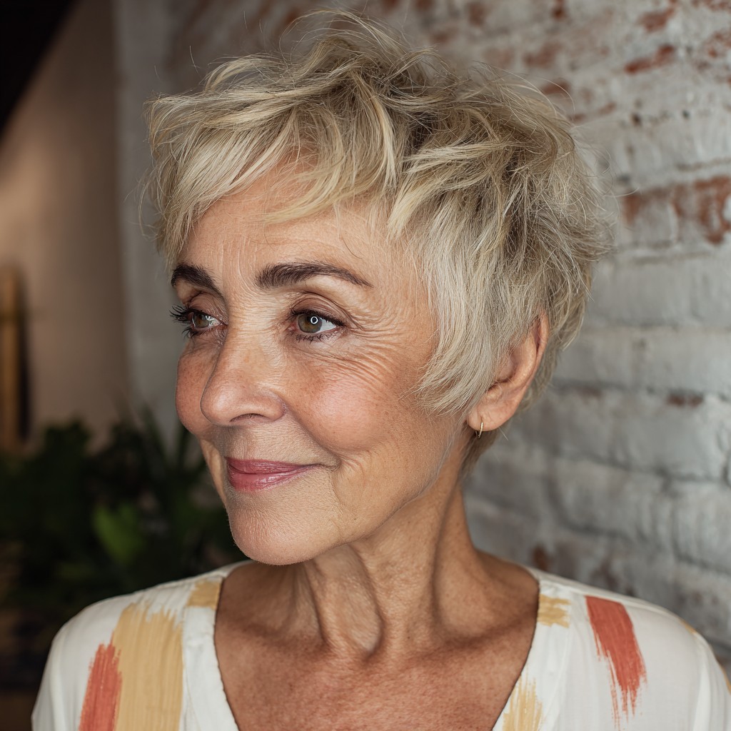 Textured Silver Shattered Pixie Cut with Soft Volume