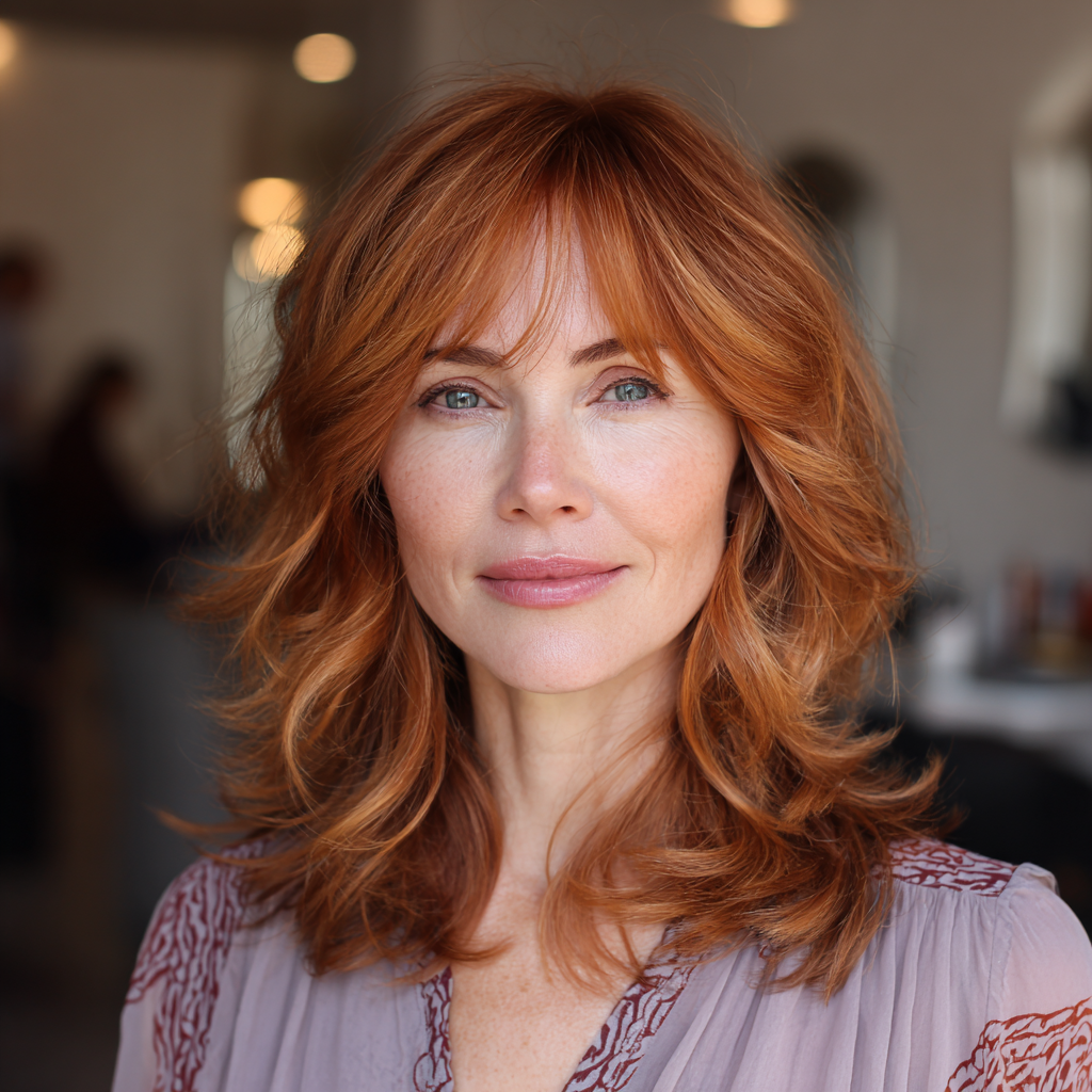 Vibrant Layered Copper Cut with Soft Face-Framing Strands