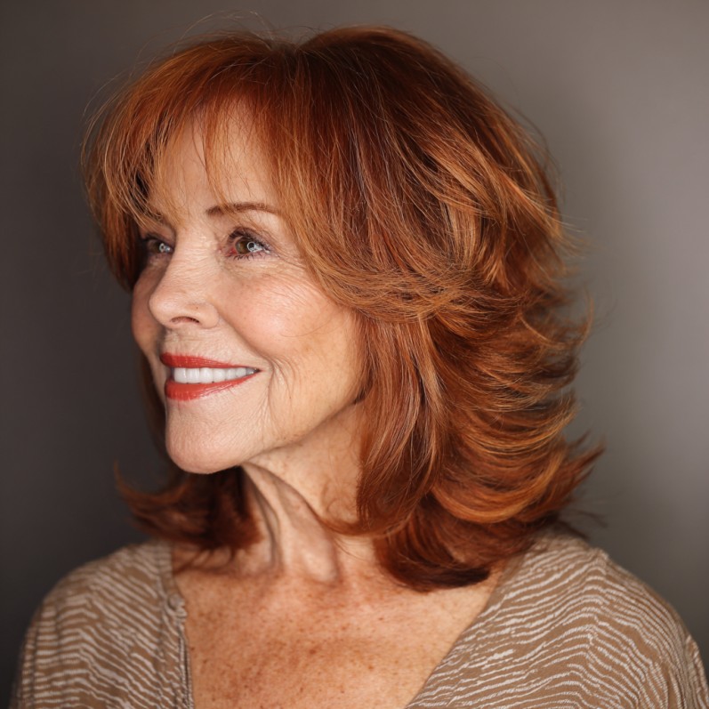 Vibrant Layered Shag with Flattering Face-Framing Highlights