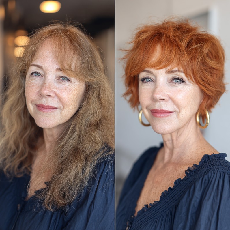 Vibrant Textured Red Pixie with Soft Layers