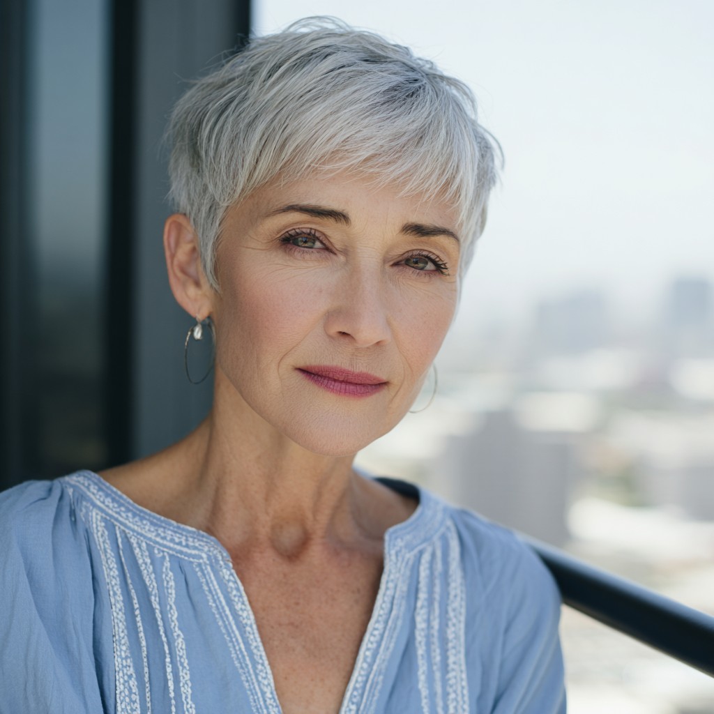 Textured Short Pixie Cut with Soft Bangs