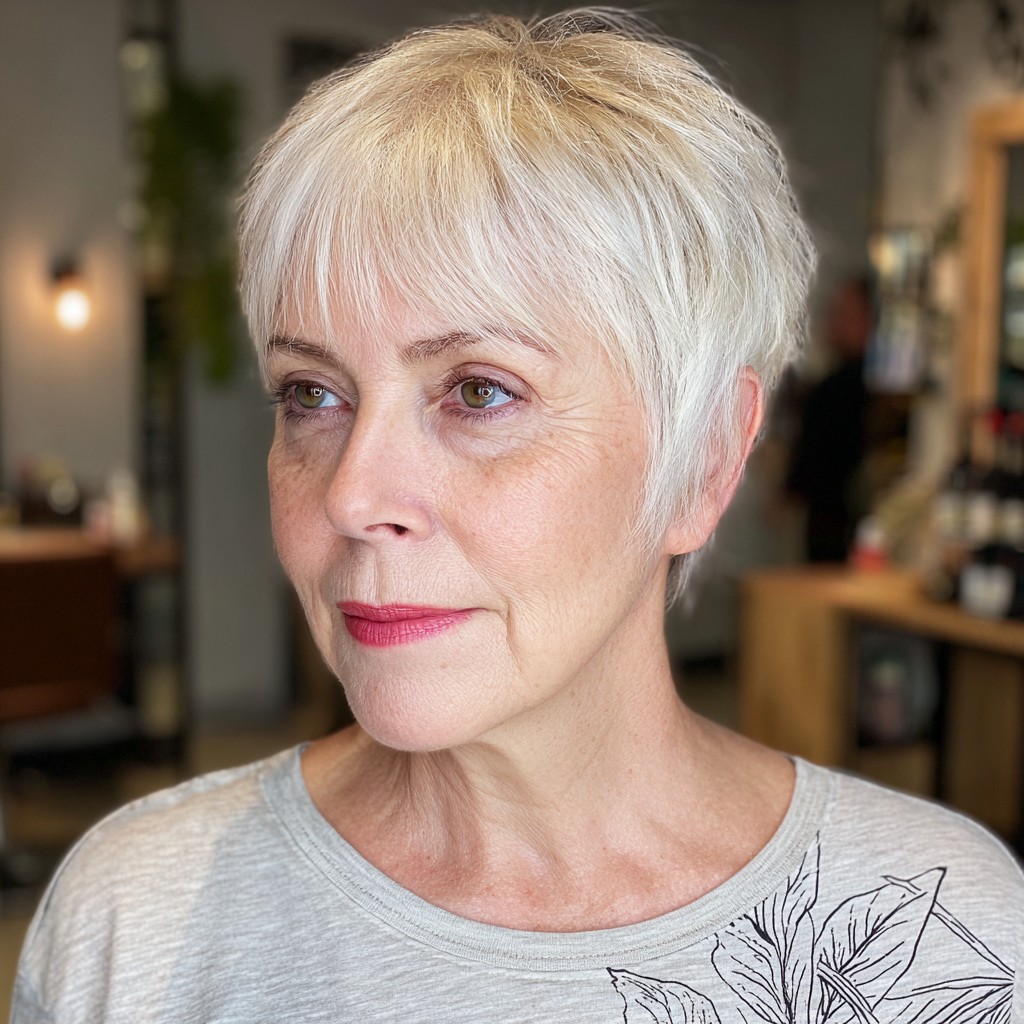 Chic Textured Pixie Cut with Soft Bangs