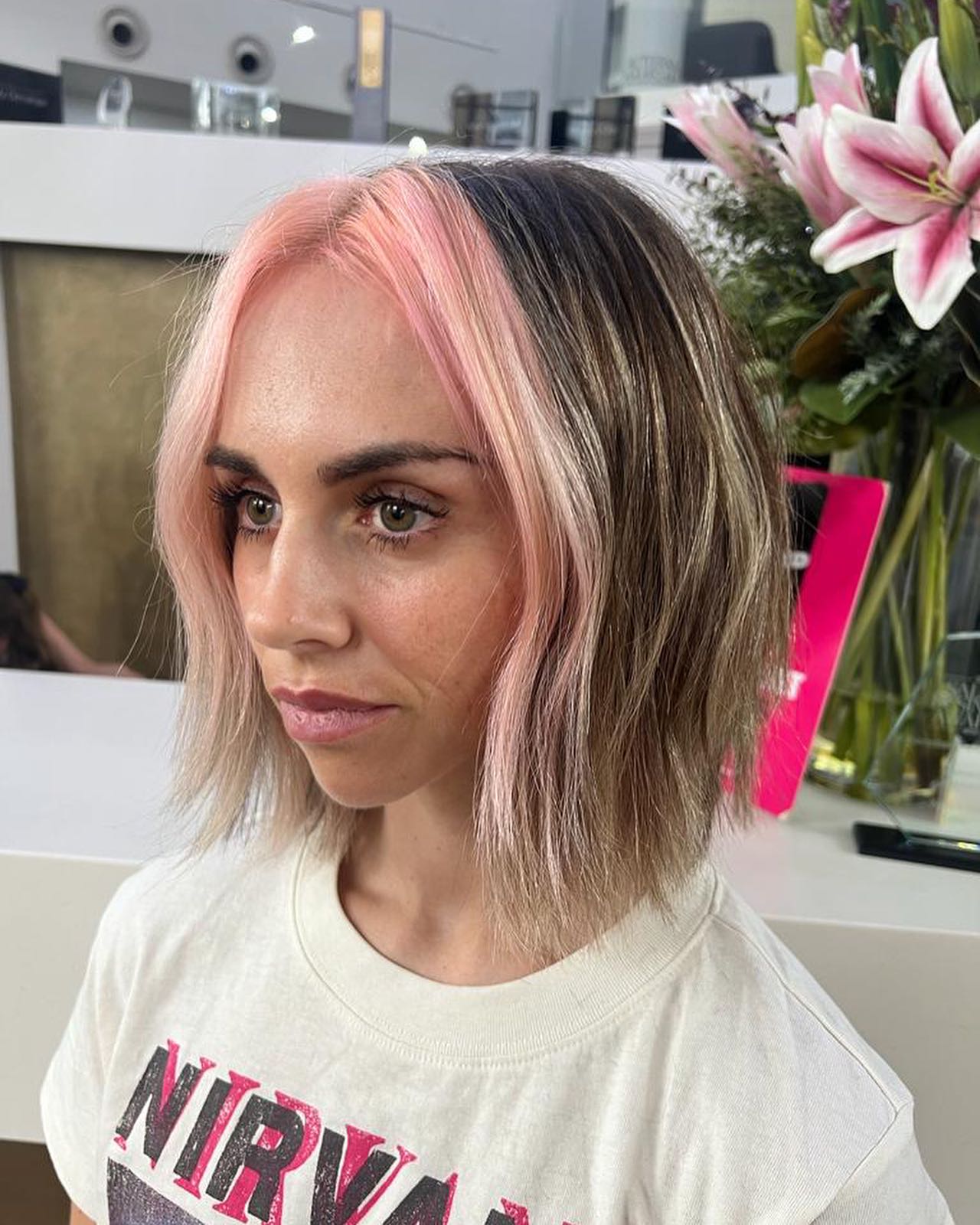 Bold Textured Lob with Vibrant Highlights