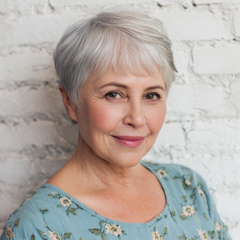 Charming Textured Pixie Cut with Soft Silvery Layers