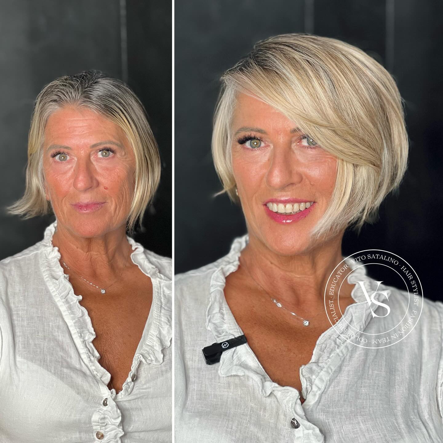 chic blunt bob with side swept bangs