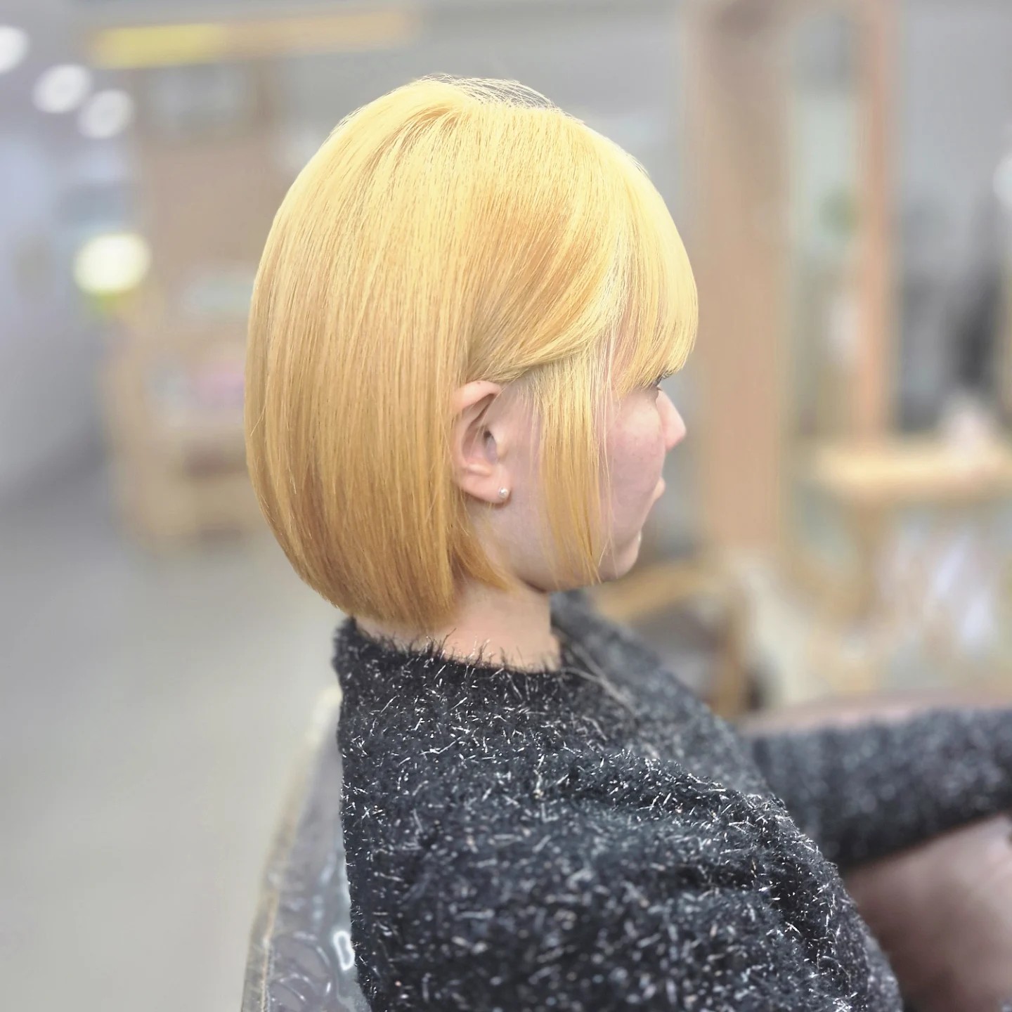 chic blunt bob with soft bangs
