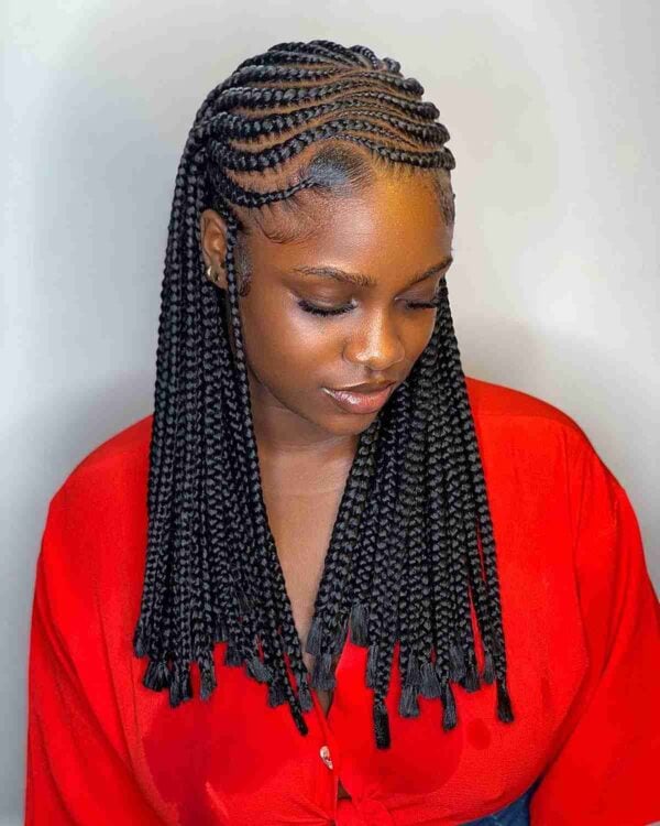 Chic Long Ghana Braids with Defined Texture