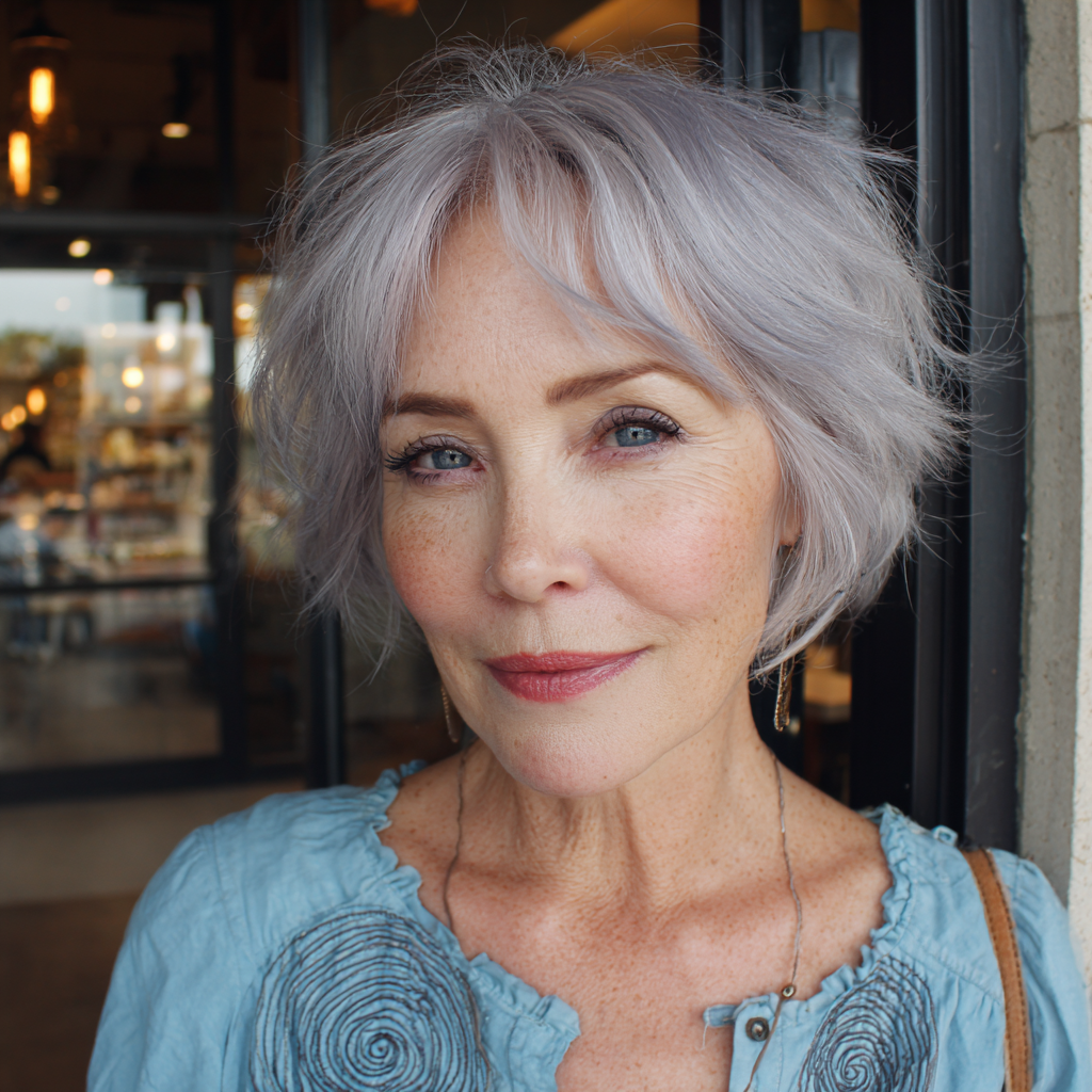 Chic Shattered Bob with Icy Silver Tones