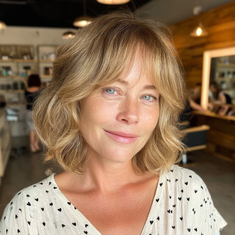Chic Textured Blonde Lob with Subtle Layers
