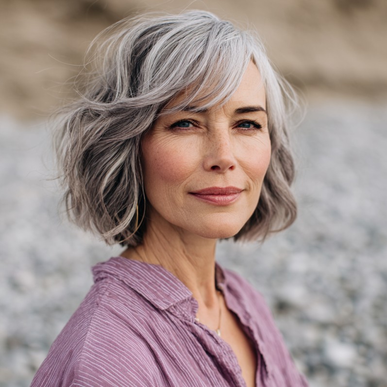 chic textured bob with side swept bangs