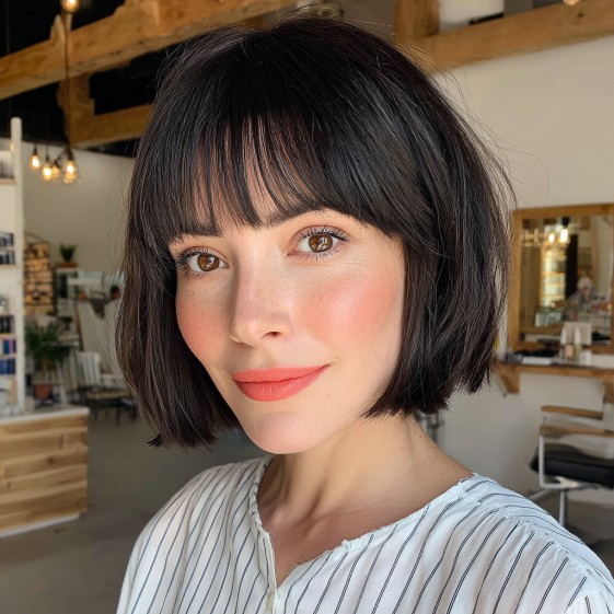 Chic Textured Bob with Soft Bangs