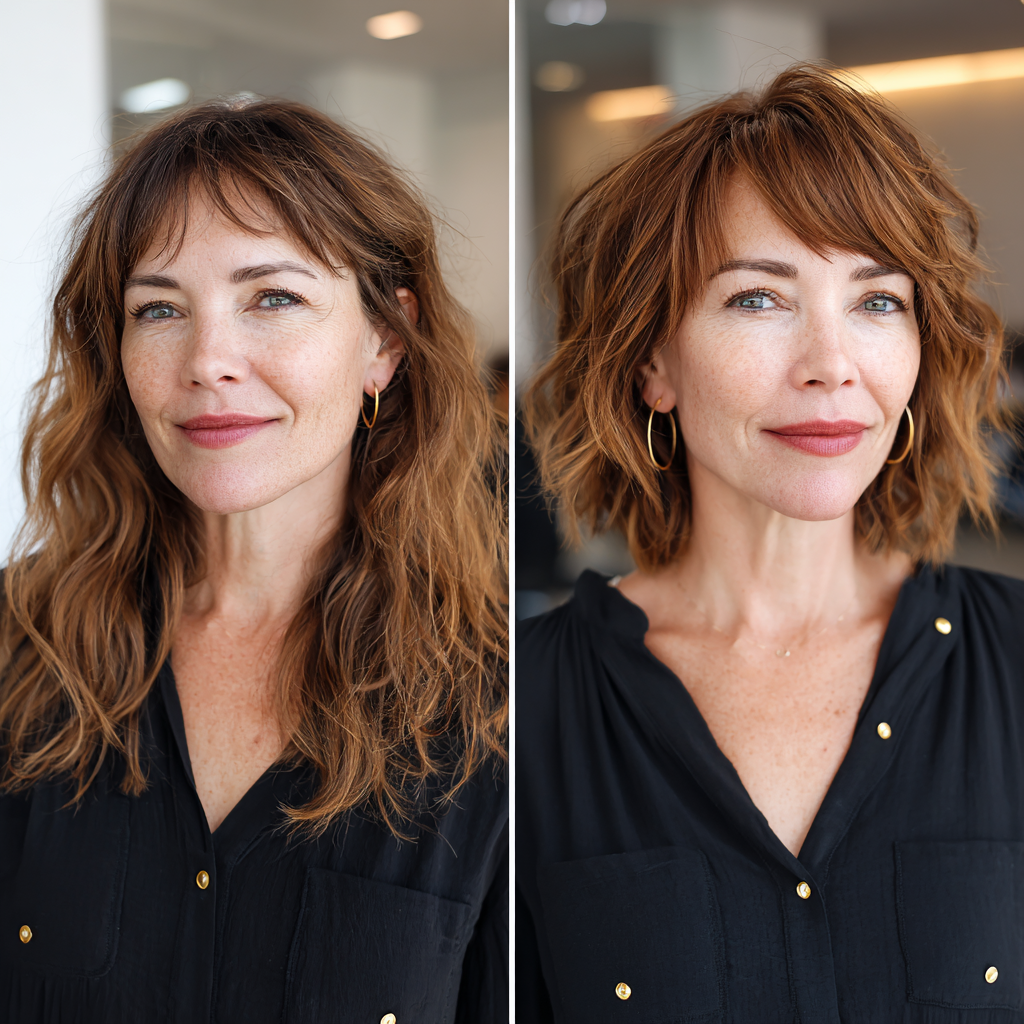 Chic Textured Bob with Soft Layers and Face-Framing Bangs