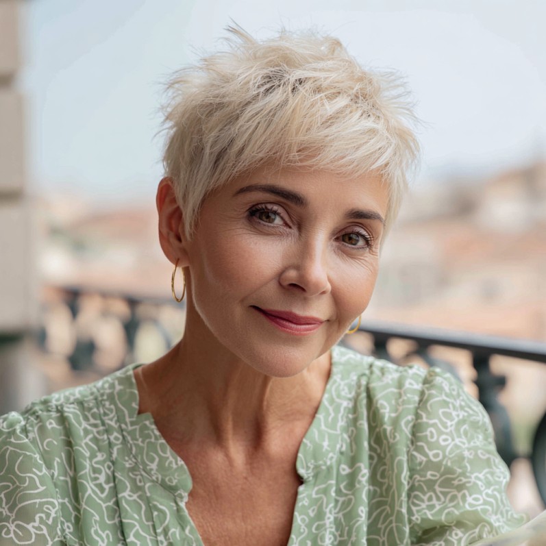 Chic Textured Short Blonde Pixie with Edgy Layers