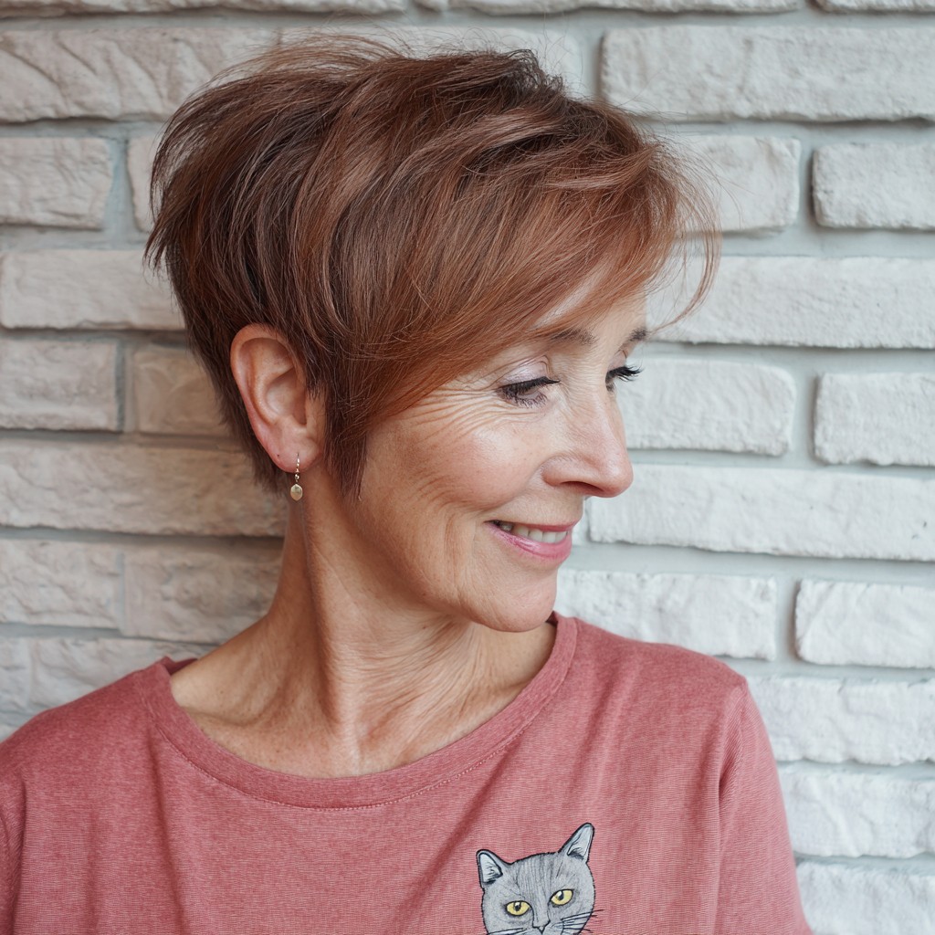 Chic Textured Short Brown Pixie with Soft Layers