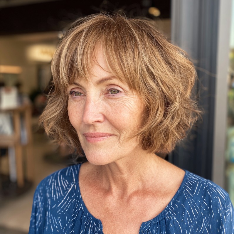 Choppy Textured Bob with Soft Bangs