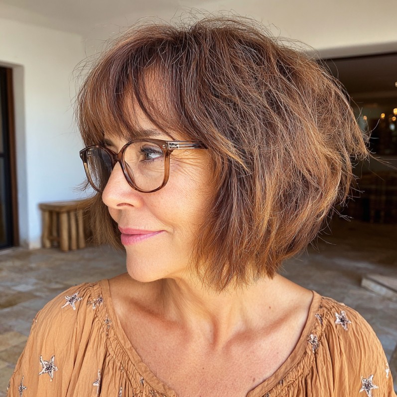 Effortlessly Textured Bob with Soft Bangs