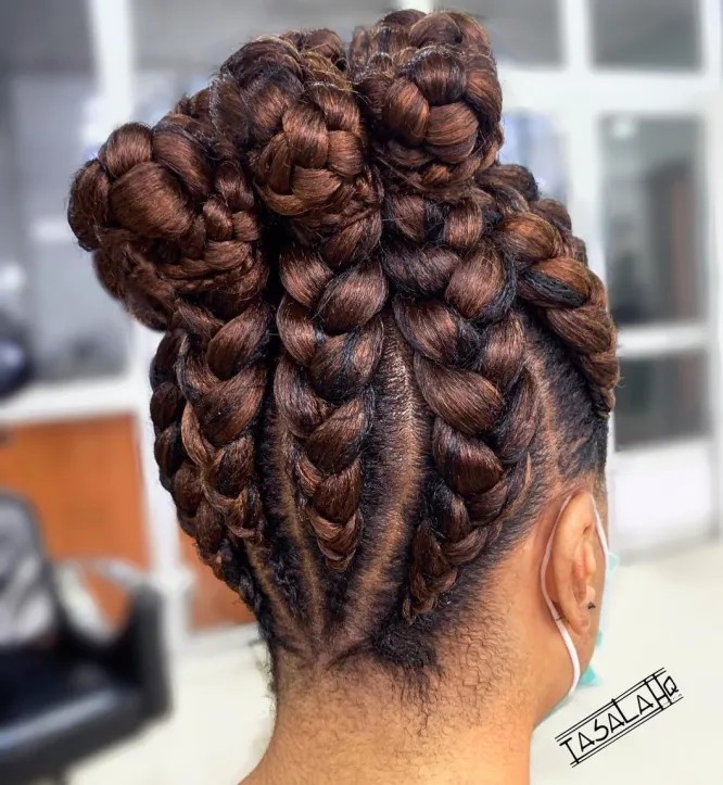 elegant ghana braids with neat updo
