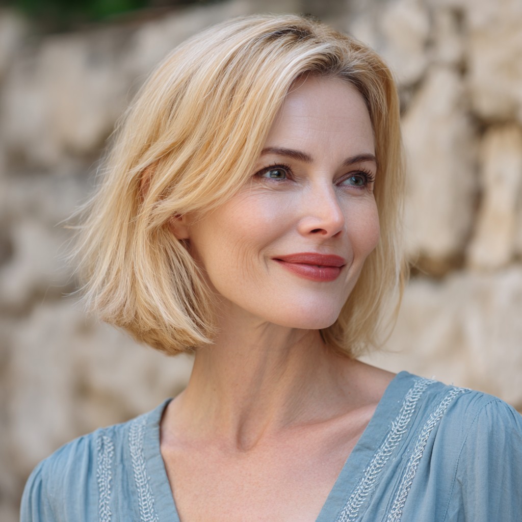 Elegant Soft Blunt Bob with Subtle Waves