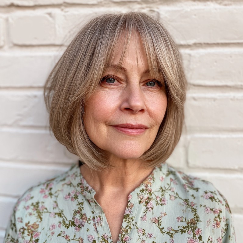 Elegant Soft Blunt Bob with Wispy Bangs