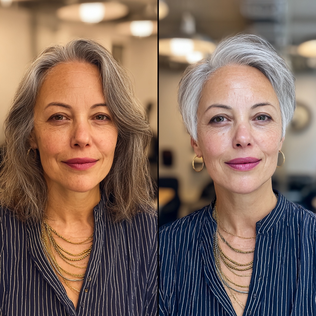 Elegant Textured Silver Pixie with Soft Layers