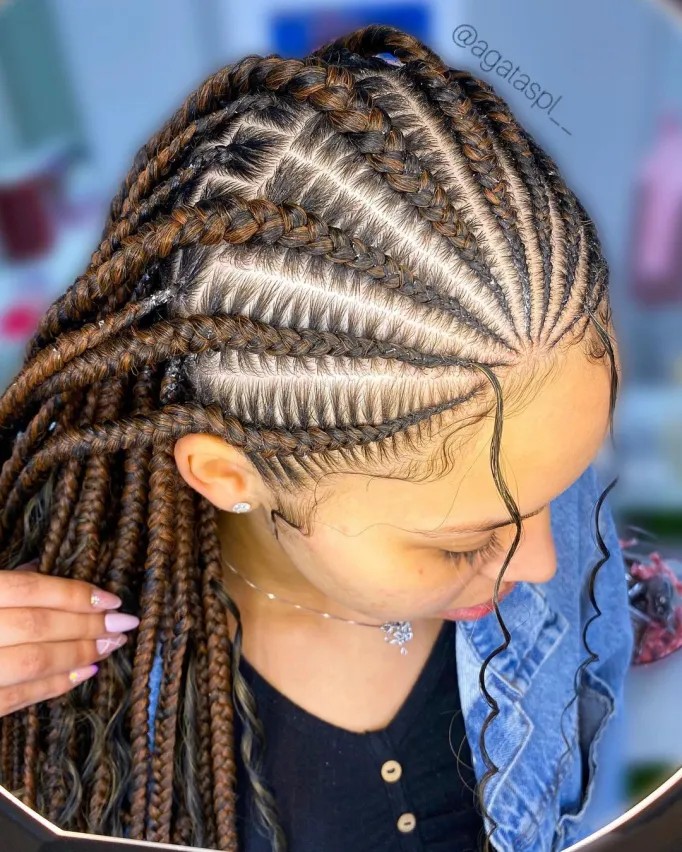 Intricate Ghana Braids with Defined Patterns