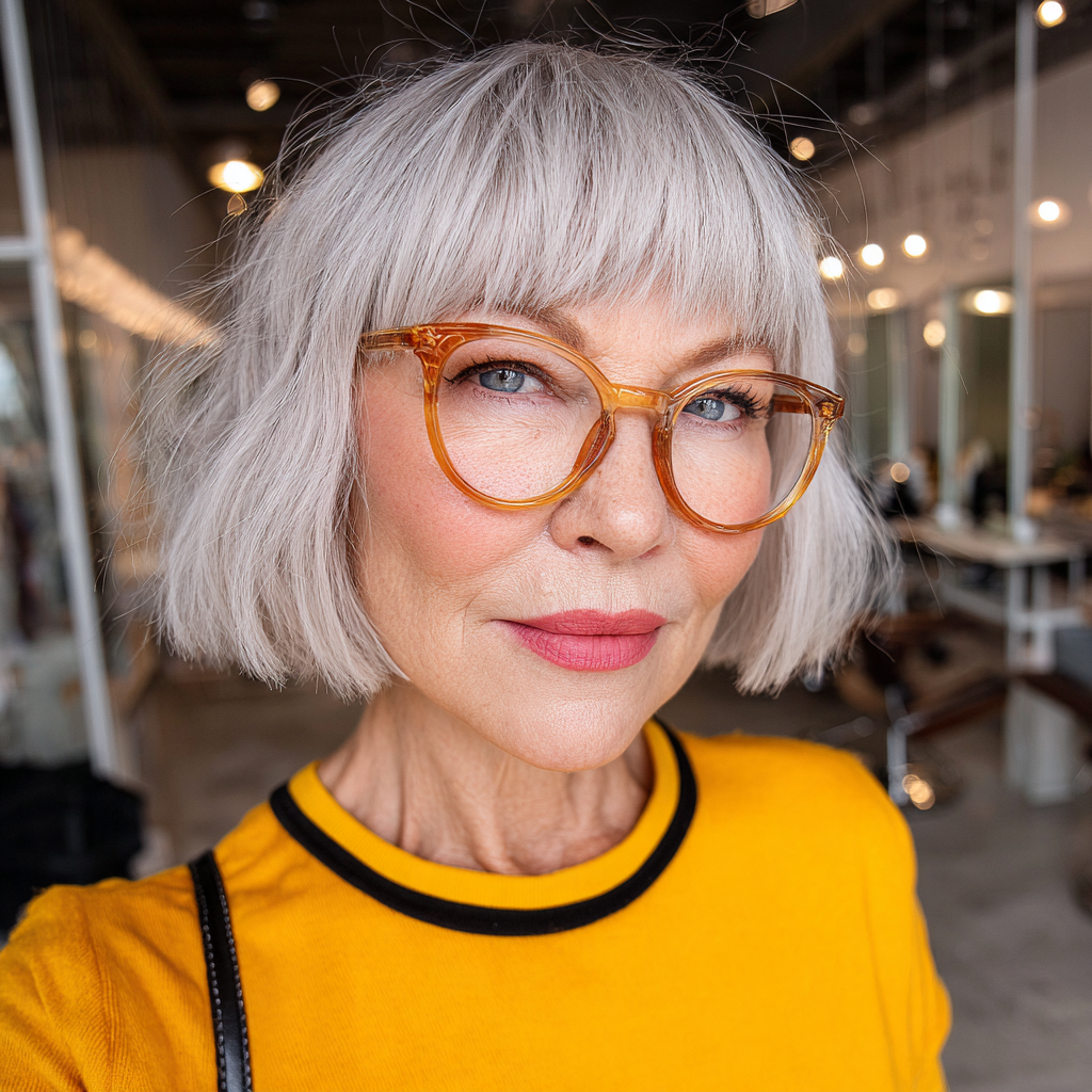 modern textured shattered bob with soft fringe