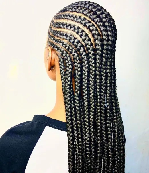 Neat and Structured Ghana Braids with Creative Patterns