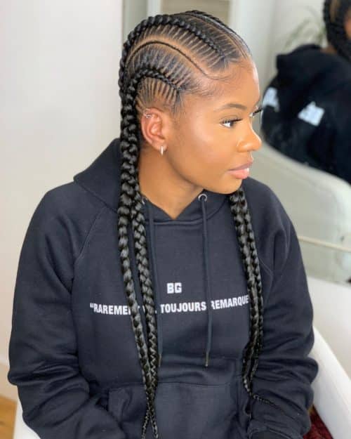 Neat and Stylish Ghana Braids with Defined Parting