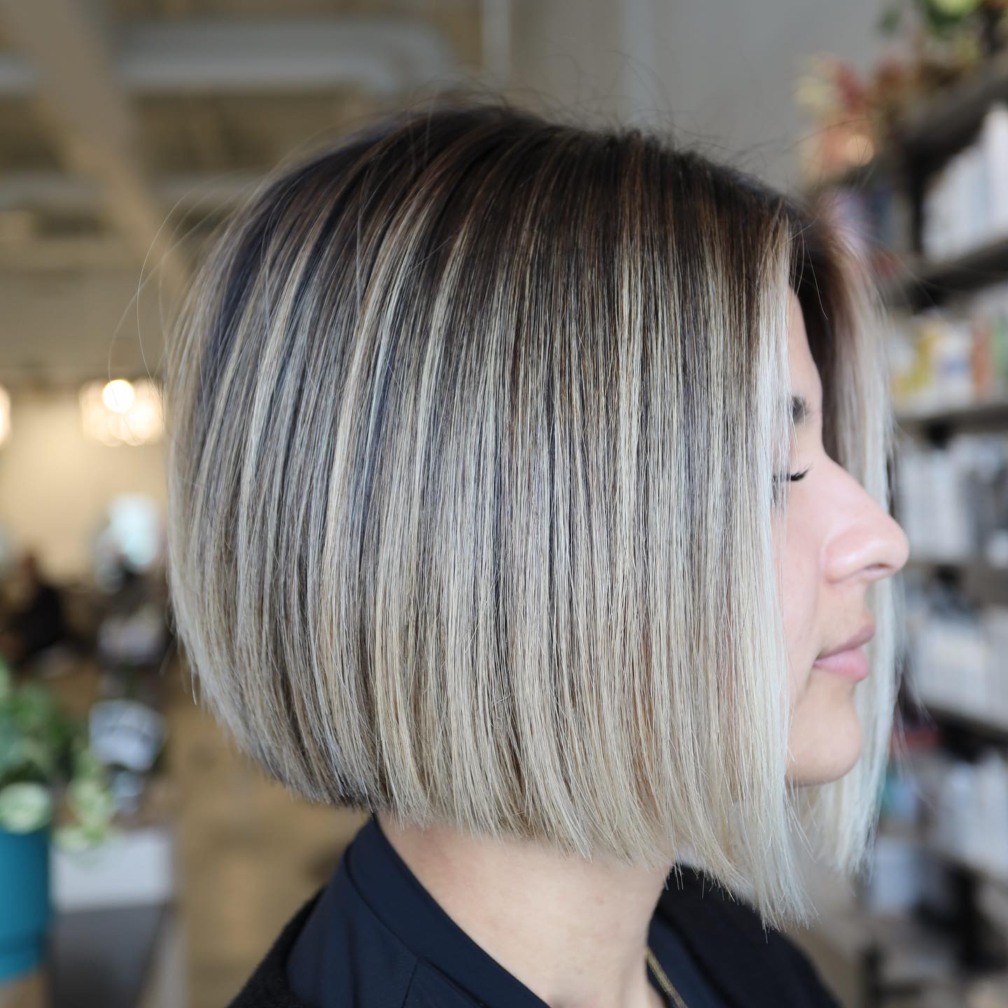 Sleek Blunt Bob with Dimensional Highlights