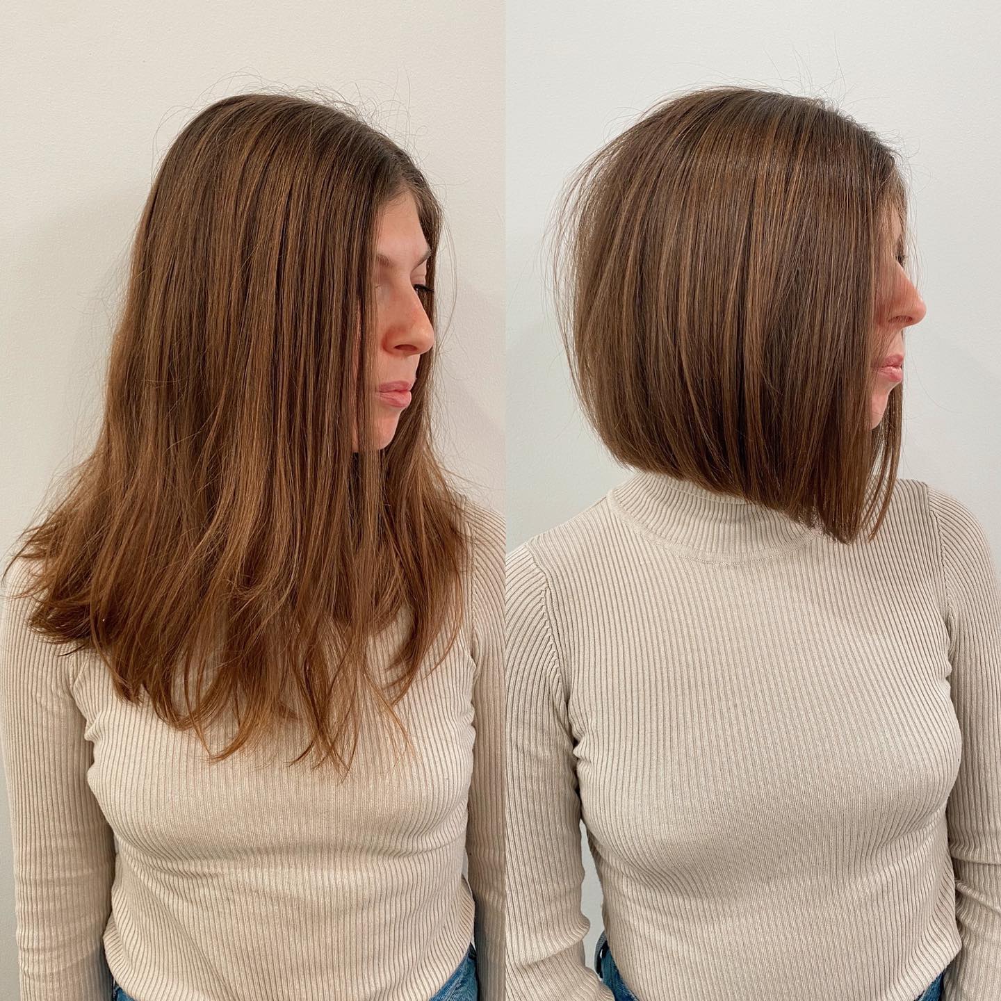 Sleek Blunt Bob with Subtle Caramel Highlights
