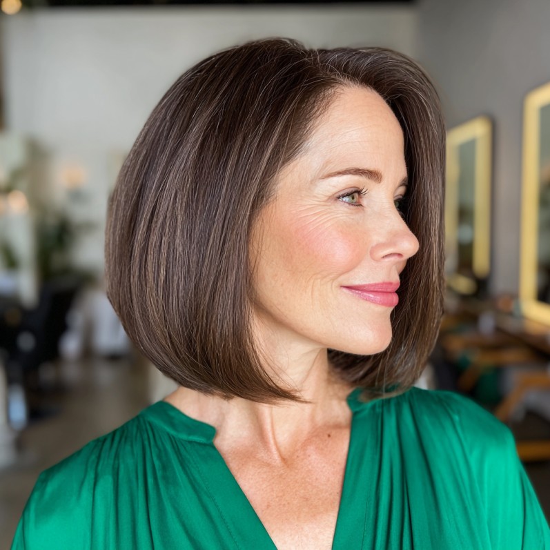 Sleek One-Length Bob with Subtle Textured Ends