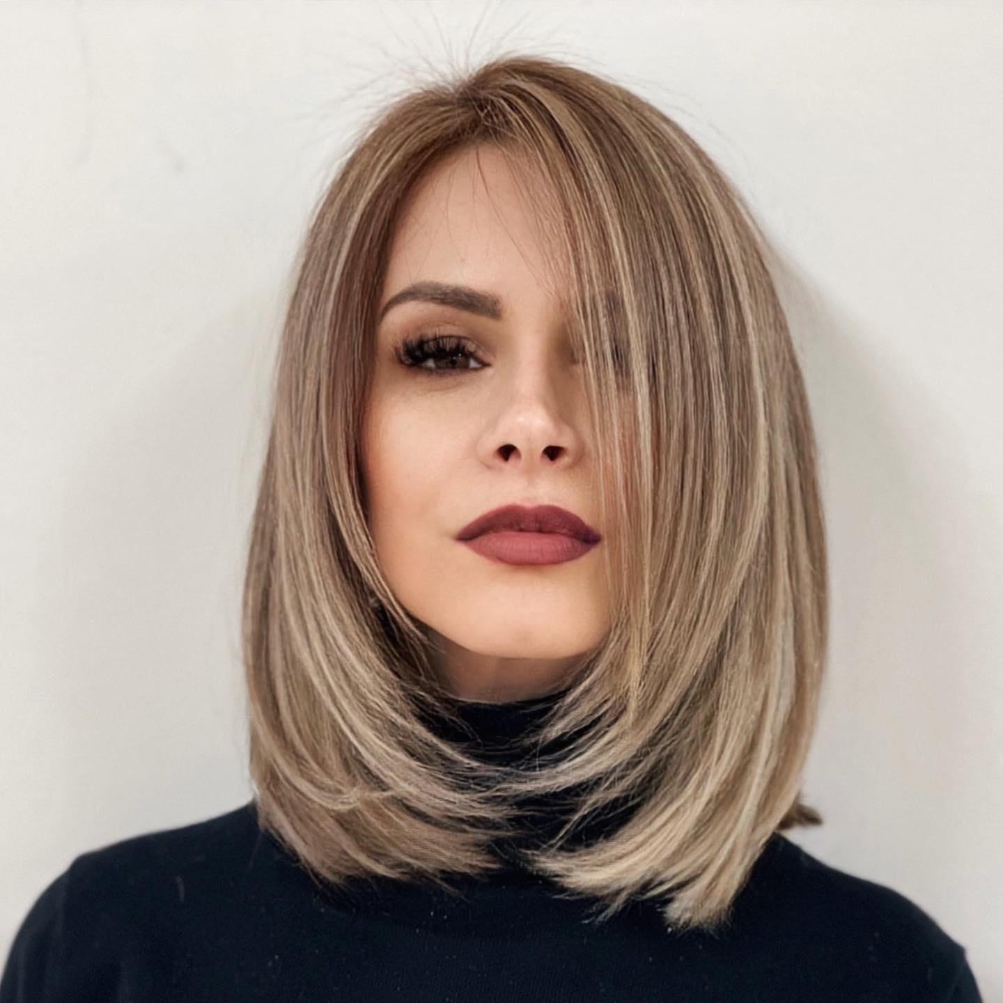 Smooth Layered Lob with Subtle Balayage