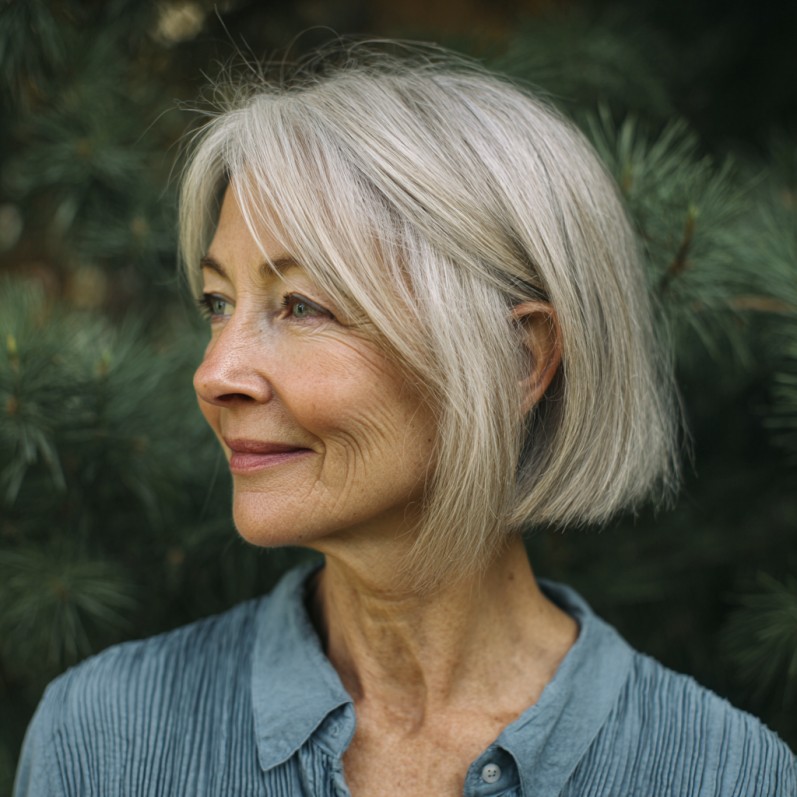 Softly Framed Silver Bob with Subtle Layers