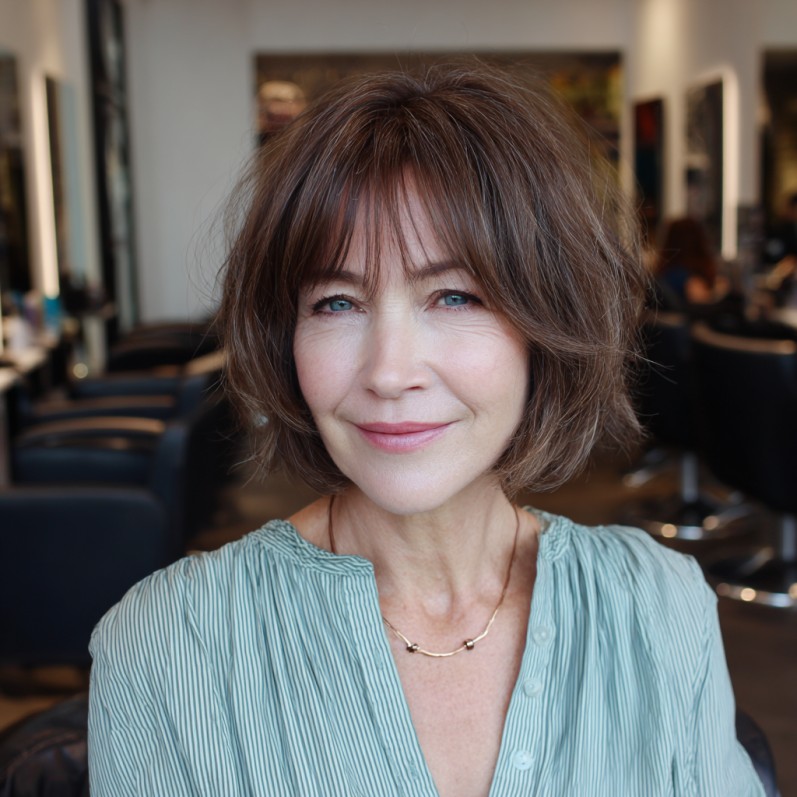 Softly Textured Bob with Wispy Bangs
