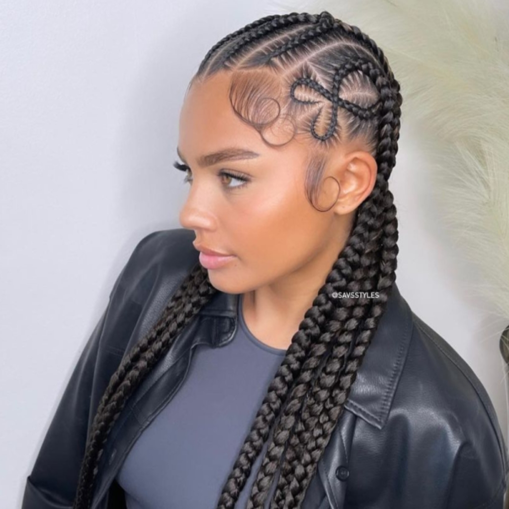 Stylish Ghana Braids with Decorative Twists