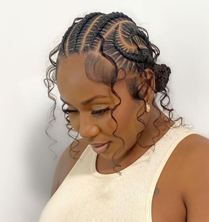 Stylish Ghana Braids with Elegant Curly Ends