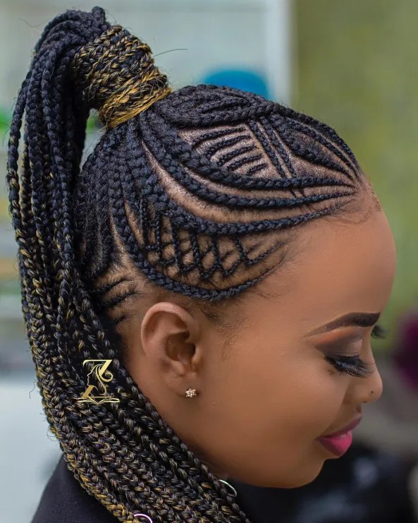 Stylish Ghana Braids with Intricate Patterns
