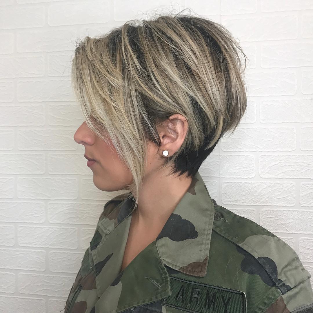 Textured Asymmetrical Short Bob with Bold Highlights