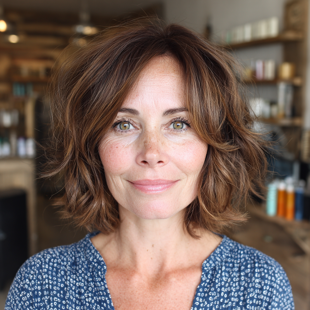 textured bob with soft lively waves