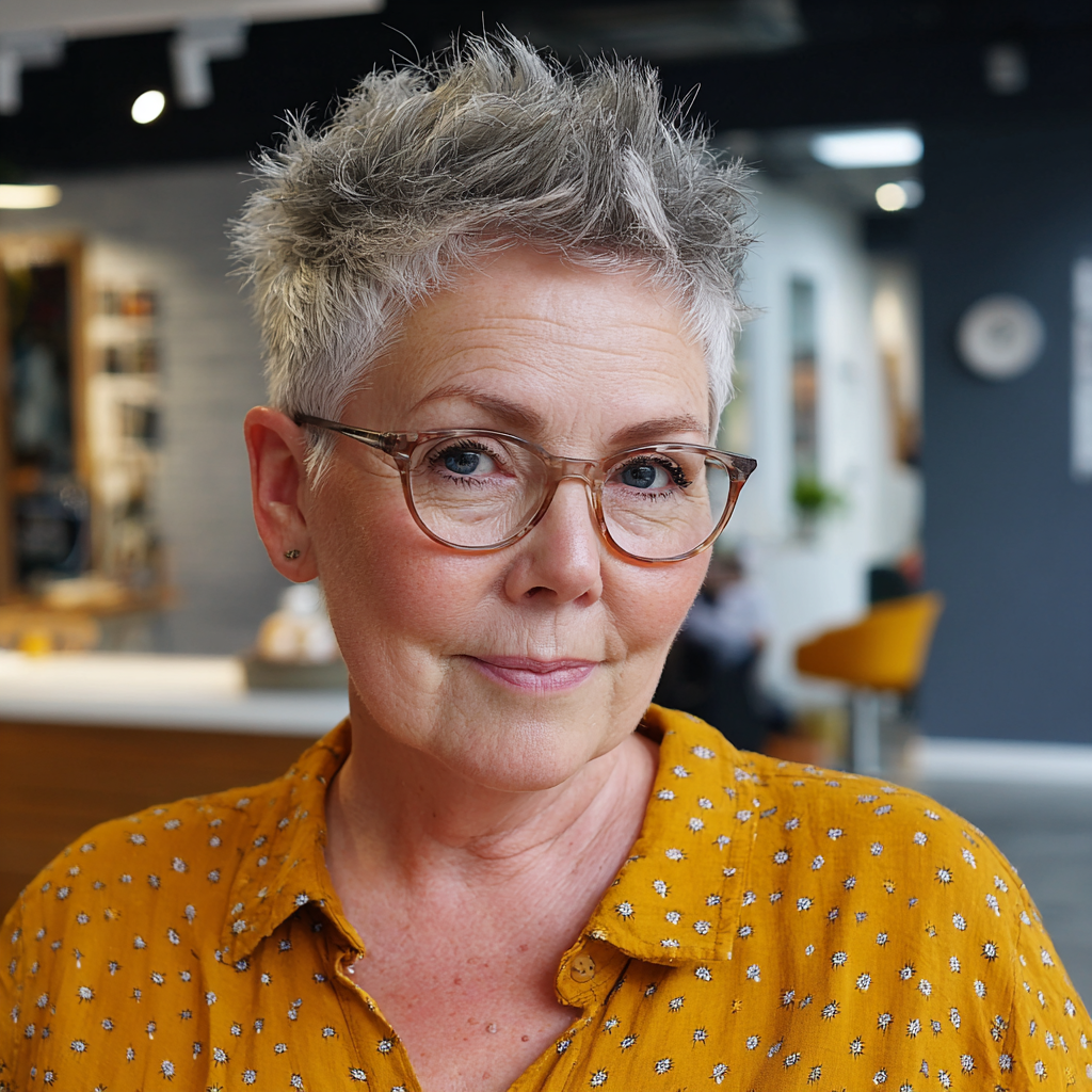 Textured Gray Pixie Cut with Lively Volume
