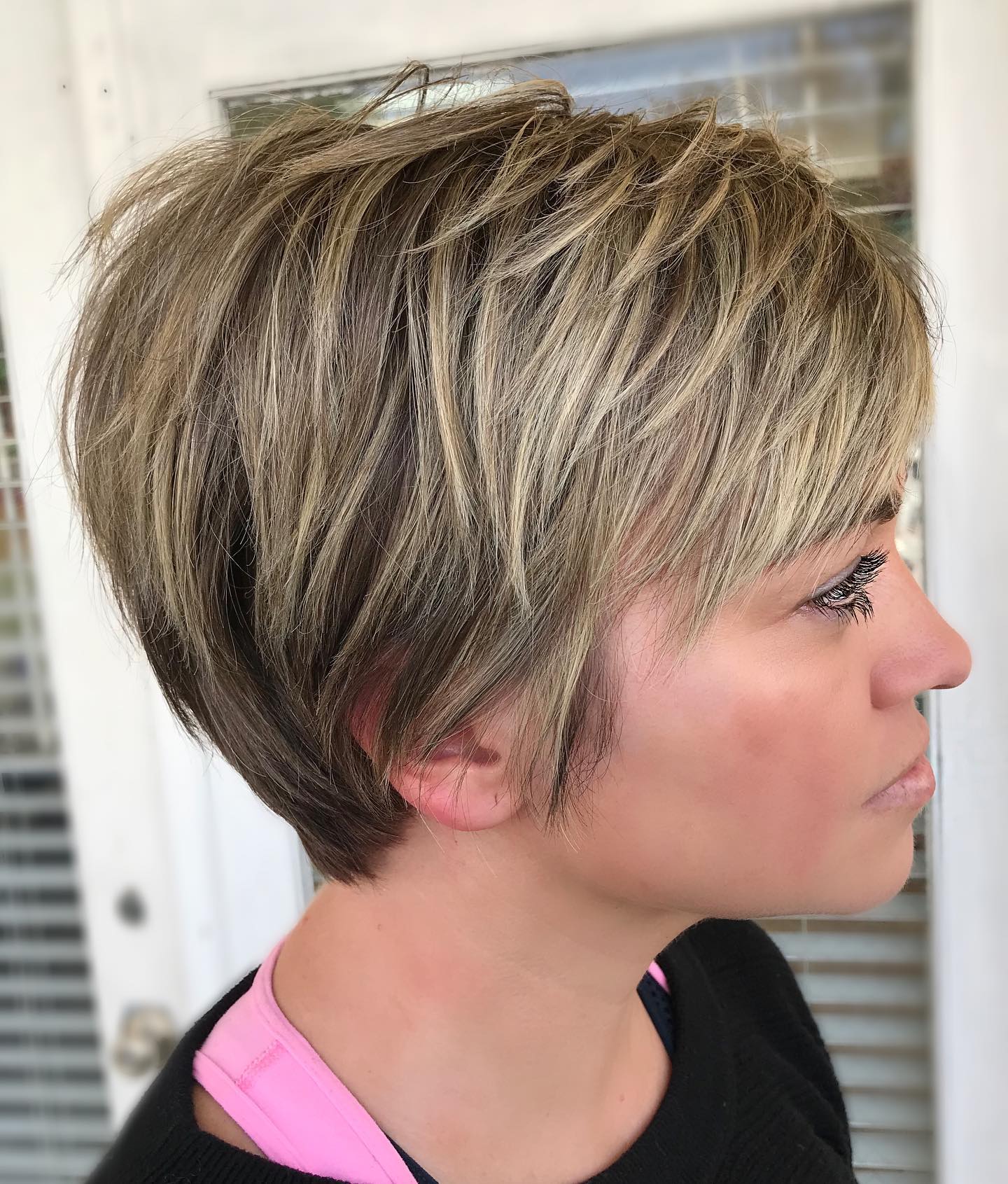Textured Short Pixie with Light Blonde Highlights