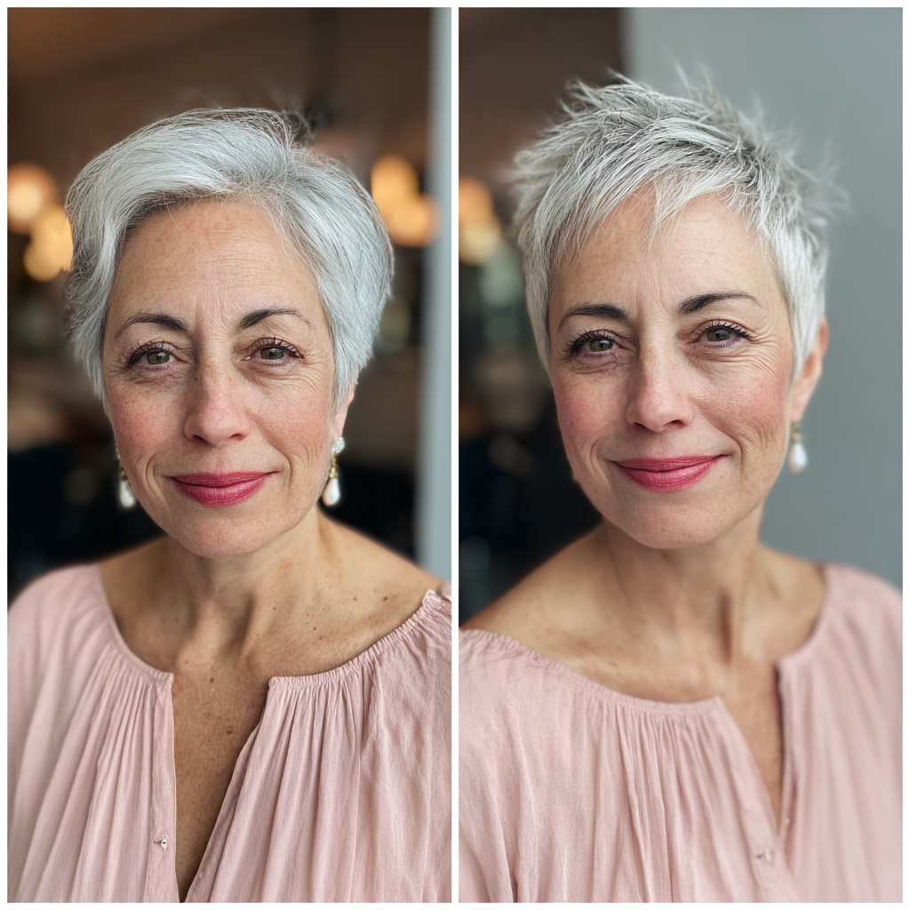 Textured Silver Pixie with Lively Layers