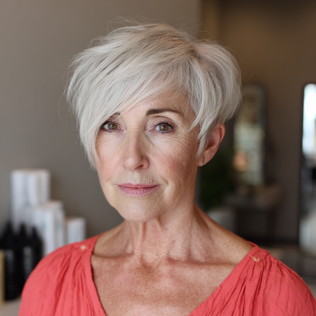 Textured Silver Pixie with Playful Layers