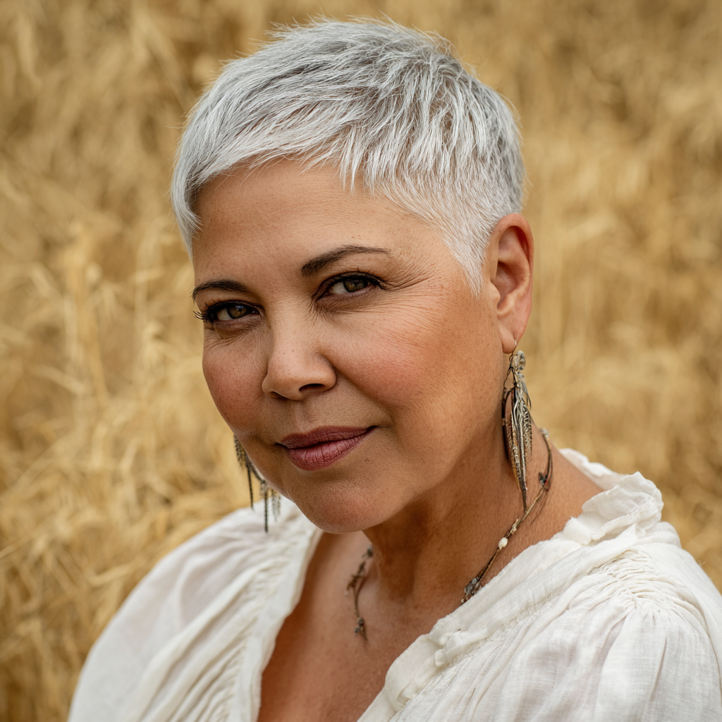 Textured Silver Pixie with Subtle Volume