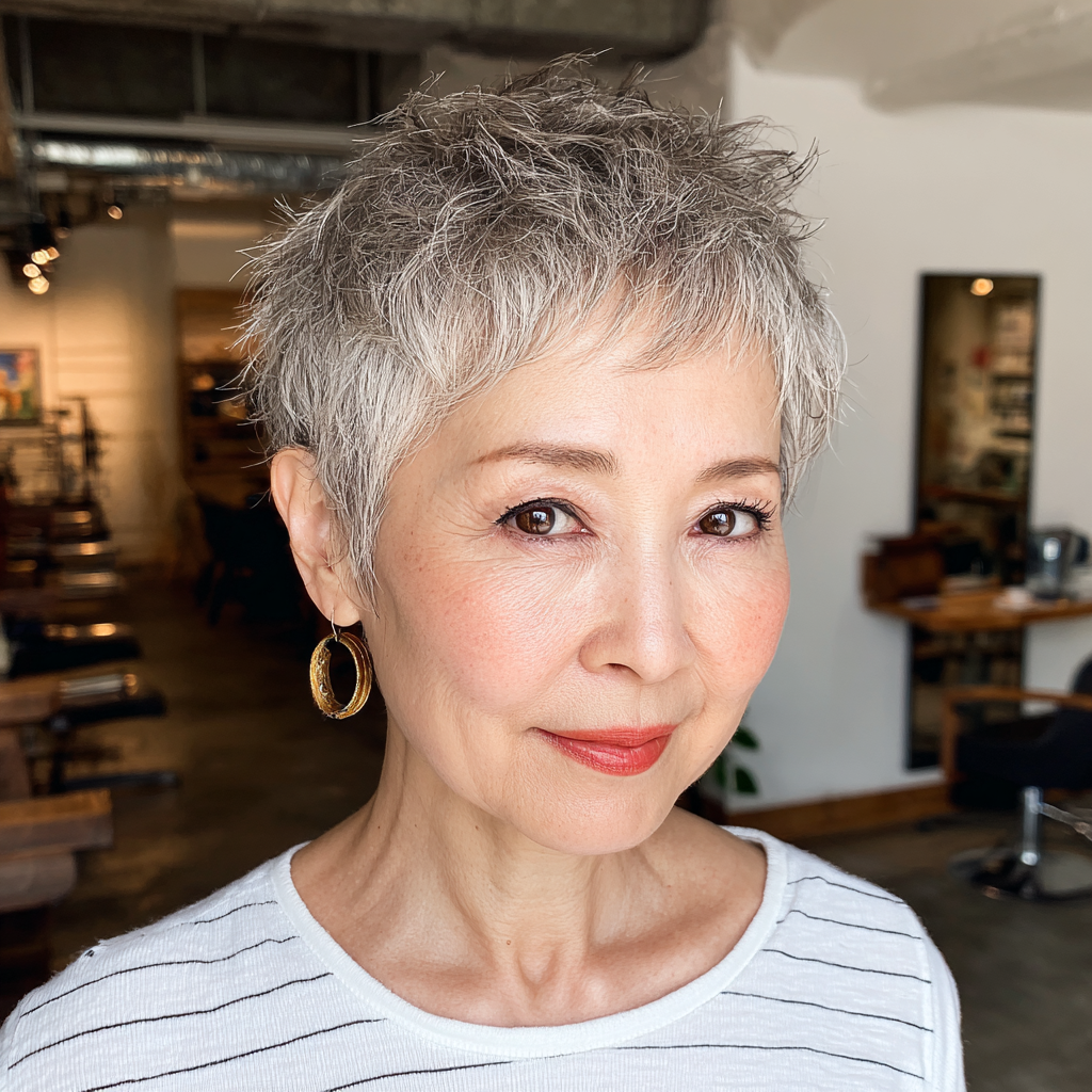Textured Silver Shattered Bob with Subtle Layers