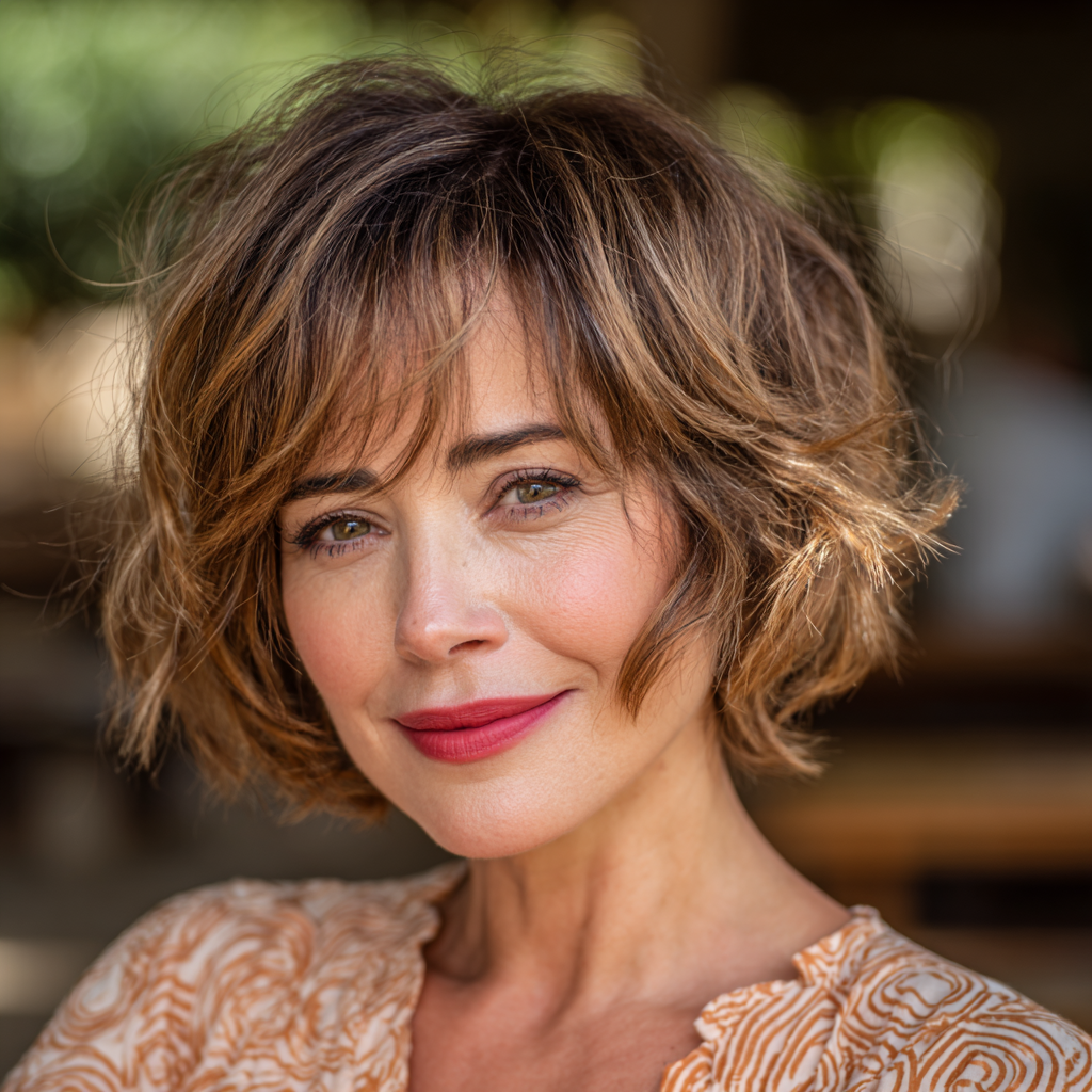 Textured Soft Bob with Wispy Bangs